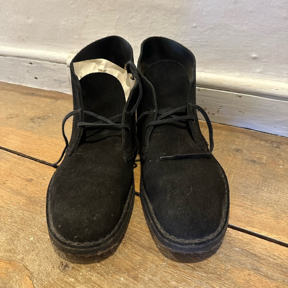 Clarks Black Suede Desert Boots